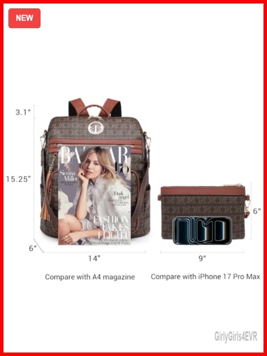 Women\'s Convertible Leather Backpack Purse with Wristlet, Laptop Travel Bag main image 6